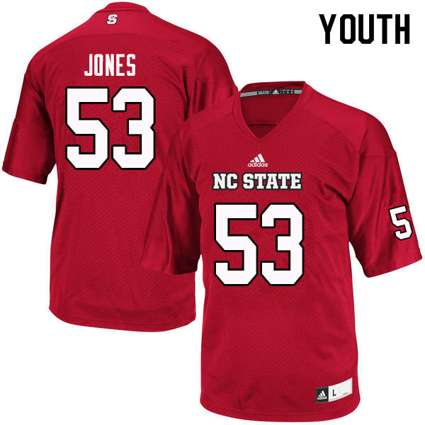 Youth #53 Tyler Jones NC State Wolfpack College Football Jerseys Sale-Red - Click Image to Close